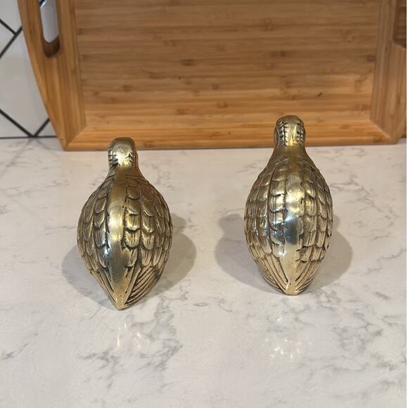 Vintage Brass Quails, Mid Century Tabletop Decor, Traditional Brass Accents - Picture 2 of 9